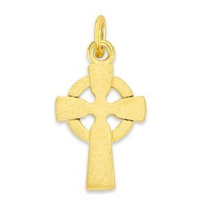 Solid 10k Gold Celtic Cross Charm for Bracelet - Religious Protective Jewelry